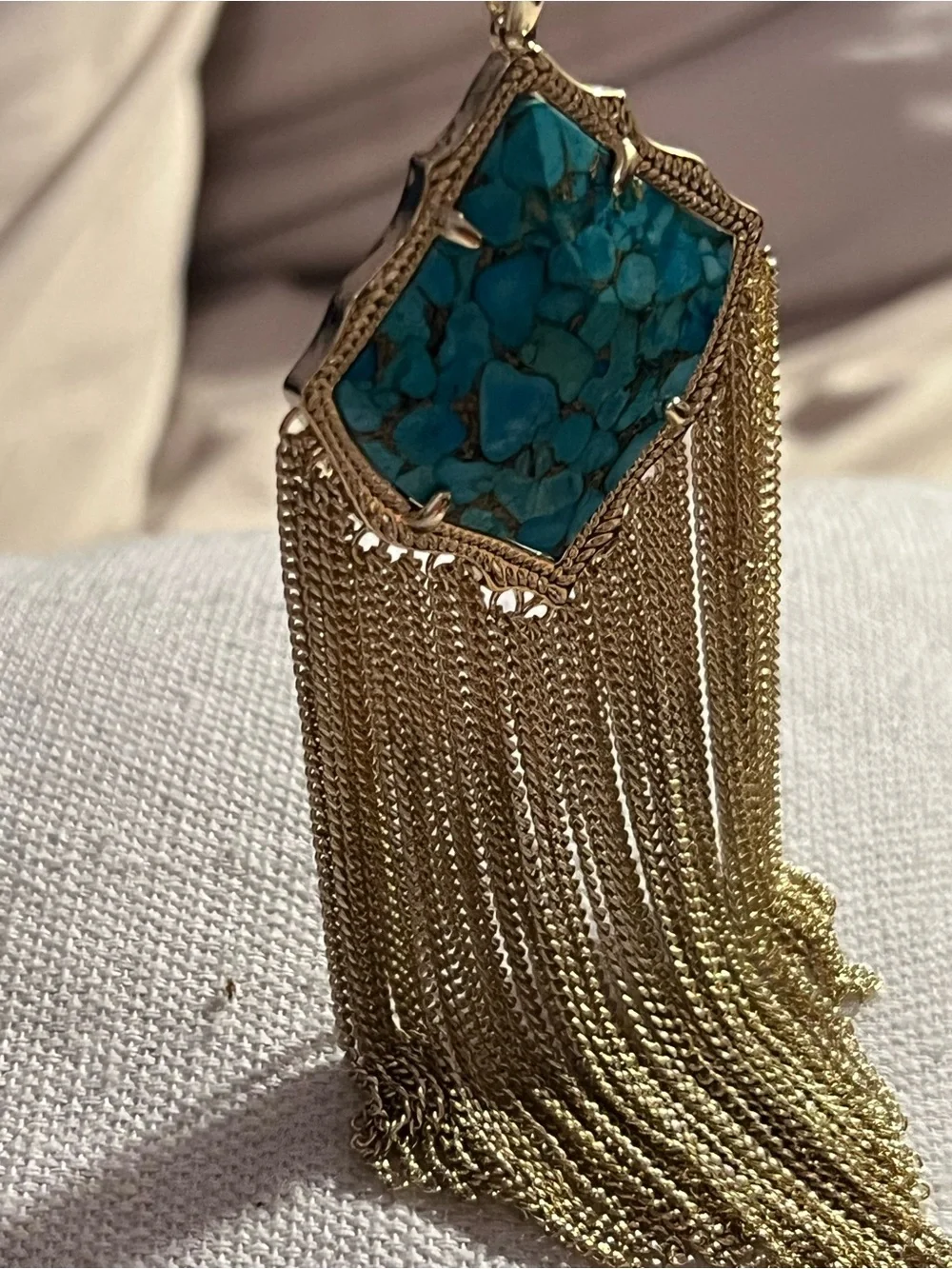 Kendra Scott Gold-Tone Turquoise Stone Fringe Necklace & Earrings Set